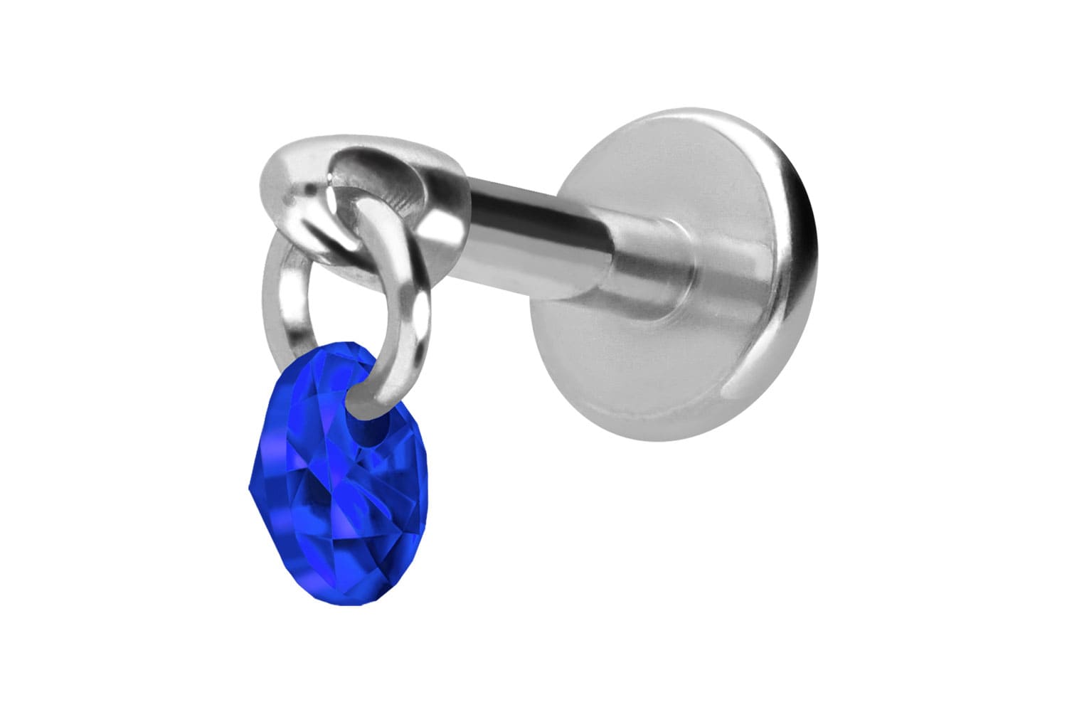 Titan Labret Piercing mit Innengewinde RUNDER KRISTALL